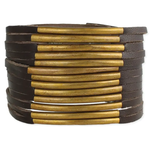 ZAD Brown Leather & Bar Cuff Bracelet