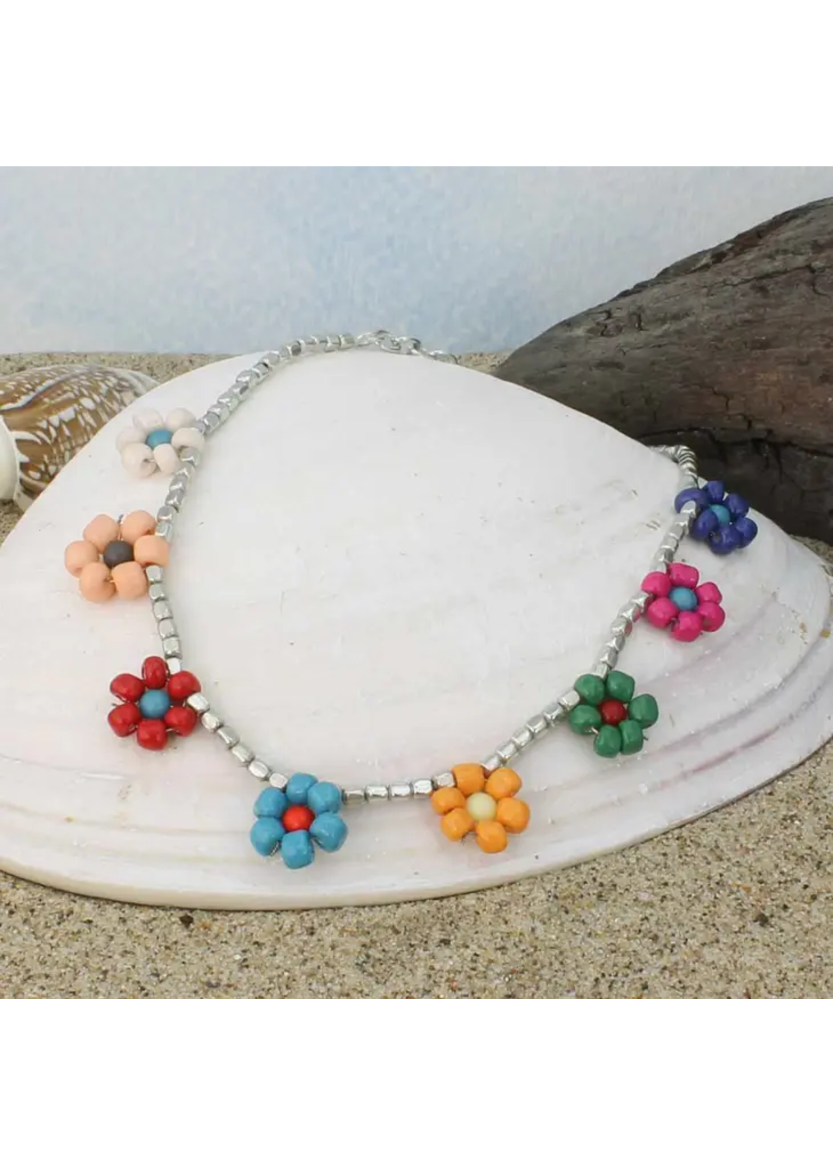 ZAD Daisy Chain Flower Bead Anklet