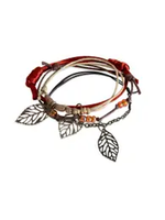O Yeah Gifts Autumn Leaves Bracelets, Brown Beige Strings