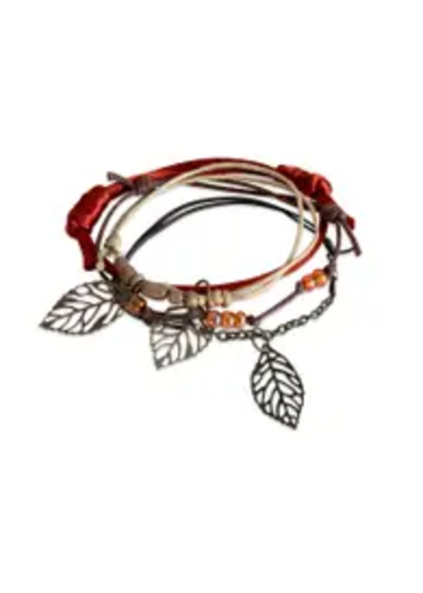 O Yeah Gifts Autumn Leaves Bracelets, Brown Beige Strings