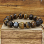 ZAD Large Tiger Eye & Hematite Bead Stretch Bracelet