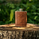 Vintage Gentleman Leather Wrapped VG Stainless Steel Flask