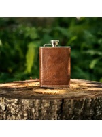 Vintage Gentleman Leather Wrapped VG Stainless Steel Flask
