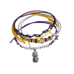 O Yeah Gifts Pinapple Bracelets, Yellow Purple Strings