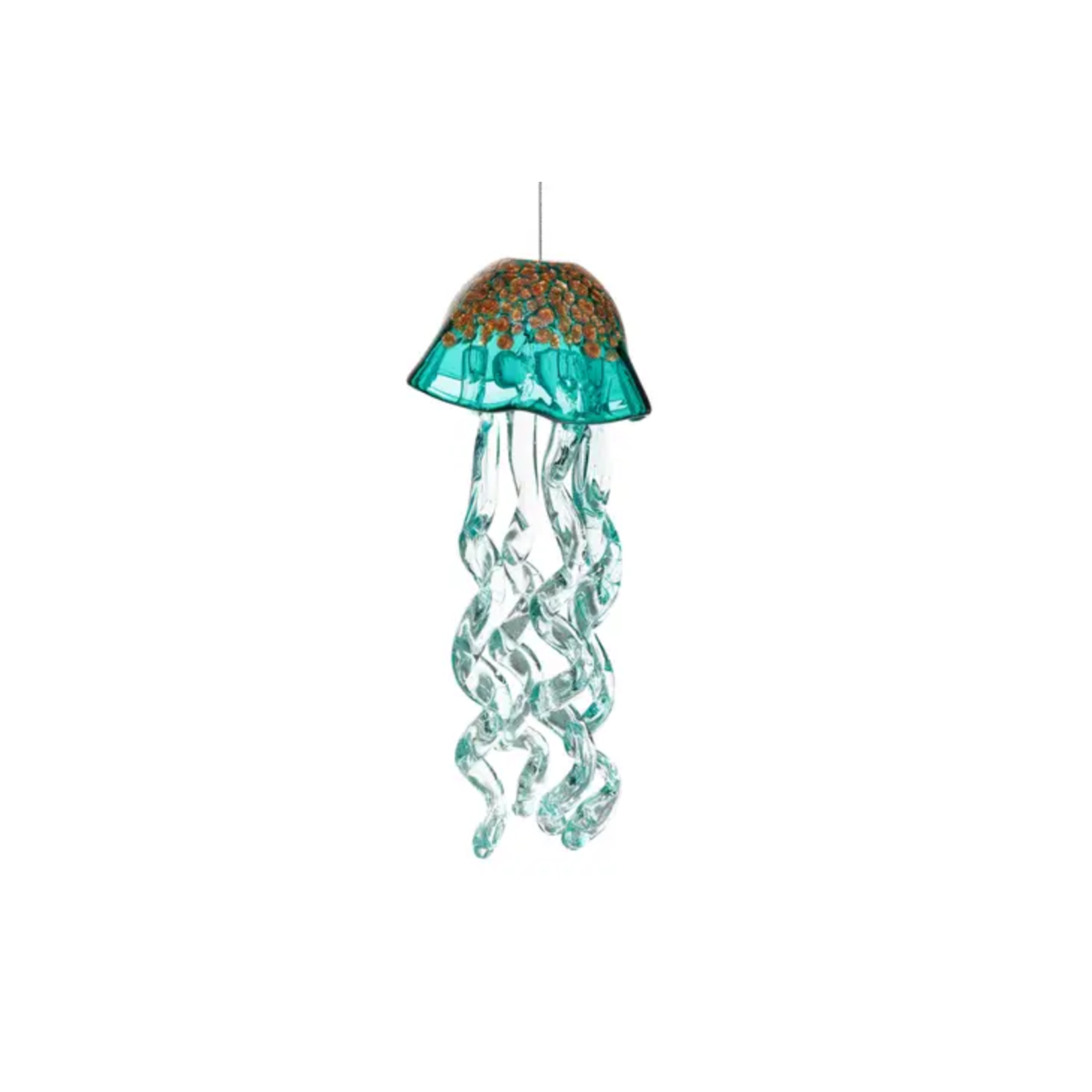 Apricot Mint Glass Jellyfish Chime- Lake Green