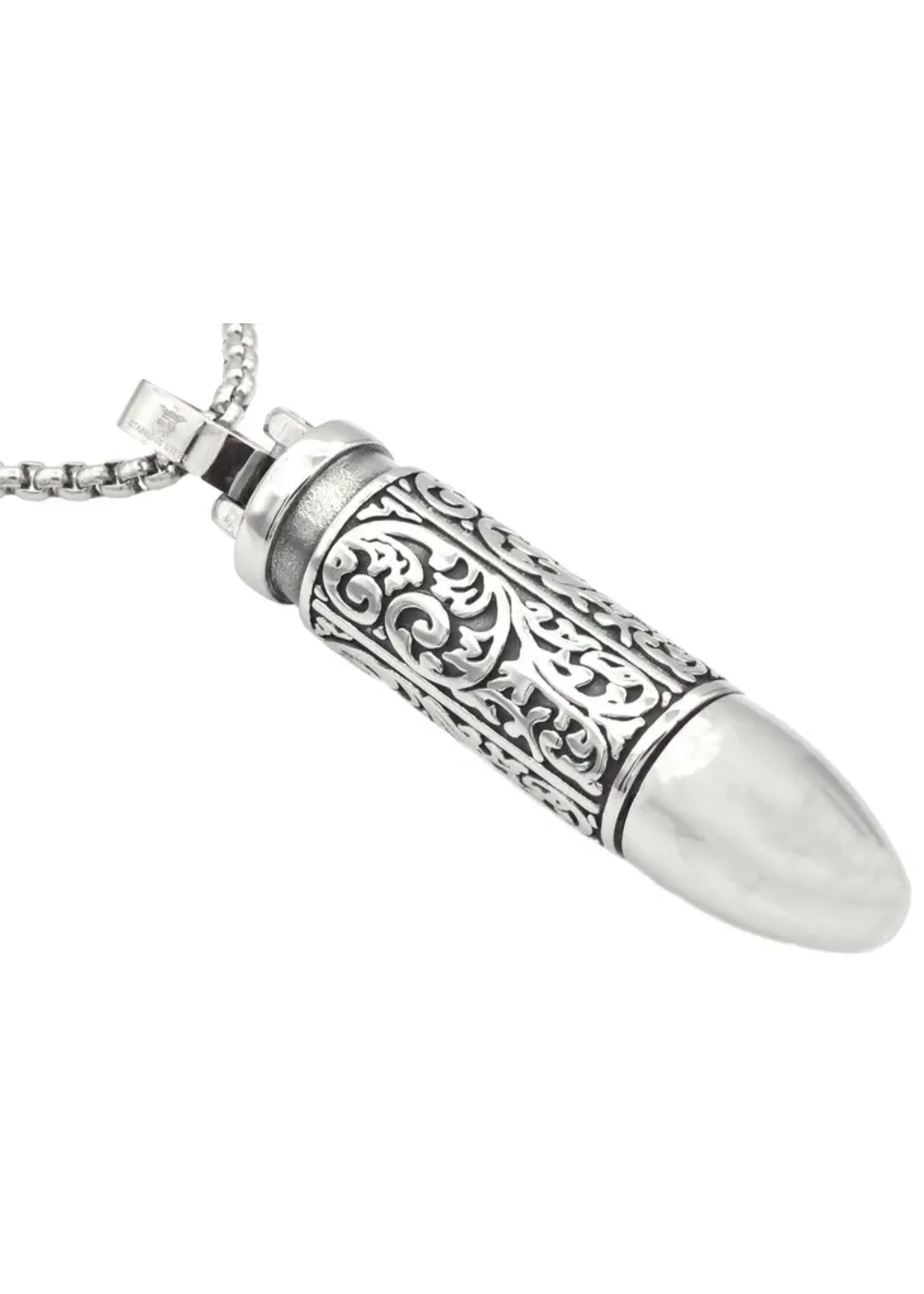 Blackjack Mens Jewelry SS Bullet Pendant Necklace