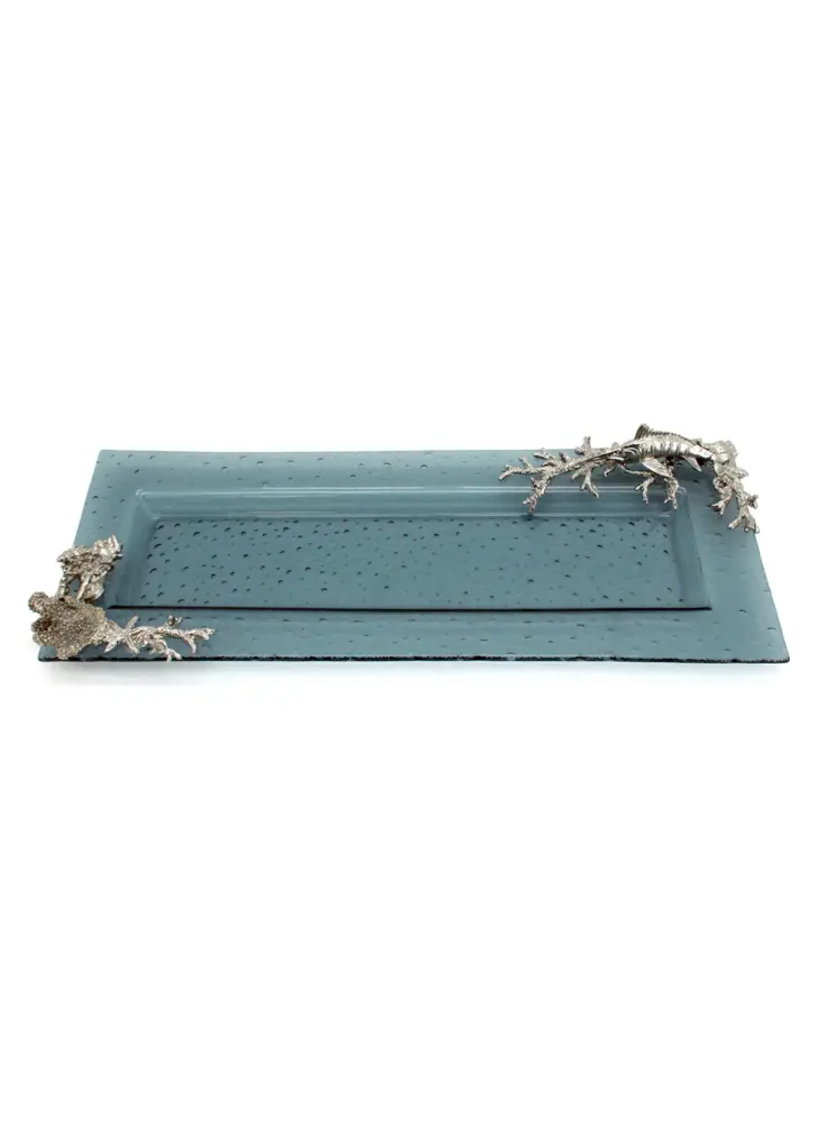 Housewares & Tabletops by Contrast Inc Pewter Swordfish Blue Glass Plate