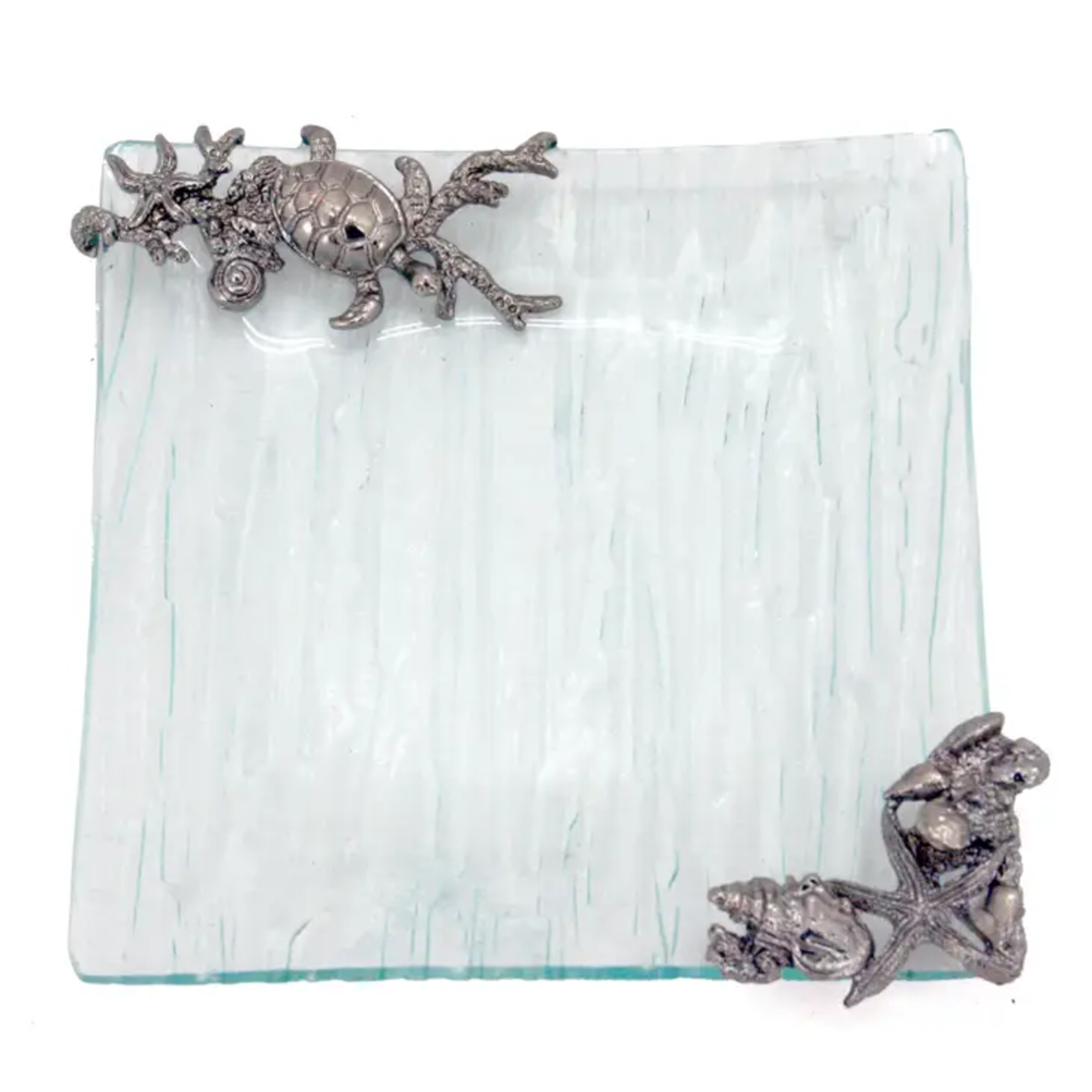 Housewares & Tabletops by Contrast Inc Pewter Square Glass Plate