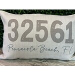 White Invite Zip Code Throw Pillow