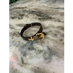 Blackjack Mens Jewelry Gold Anchor Leather Bracelet