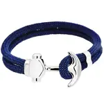 Blackjack Mens Jewelry Navy Cotton Rope SS Anchor Bracelet