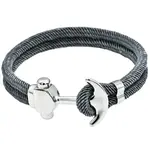 Blackjack Mens Jewelry Gray Cotton Rope SS Anchor Bracelet