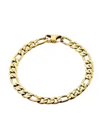 Blackjack Mens Jewelry Gold SS Figaro Link Bracelet