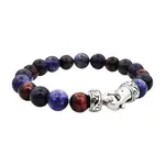 Blackjack Mens Jewelry Sodalite and Red Tiger Eye SS Beaded Bracelet