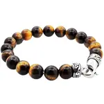 Blackjack Mens Jewelry Tiger Eye SS Beaded Bracelet