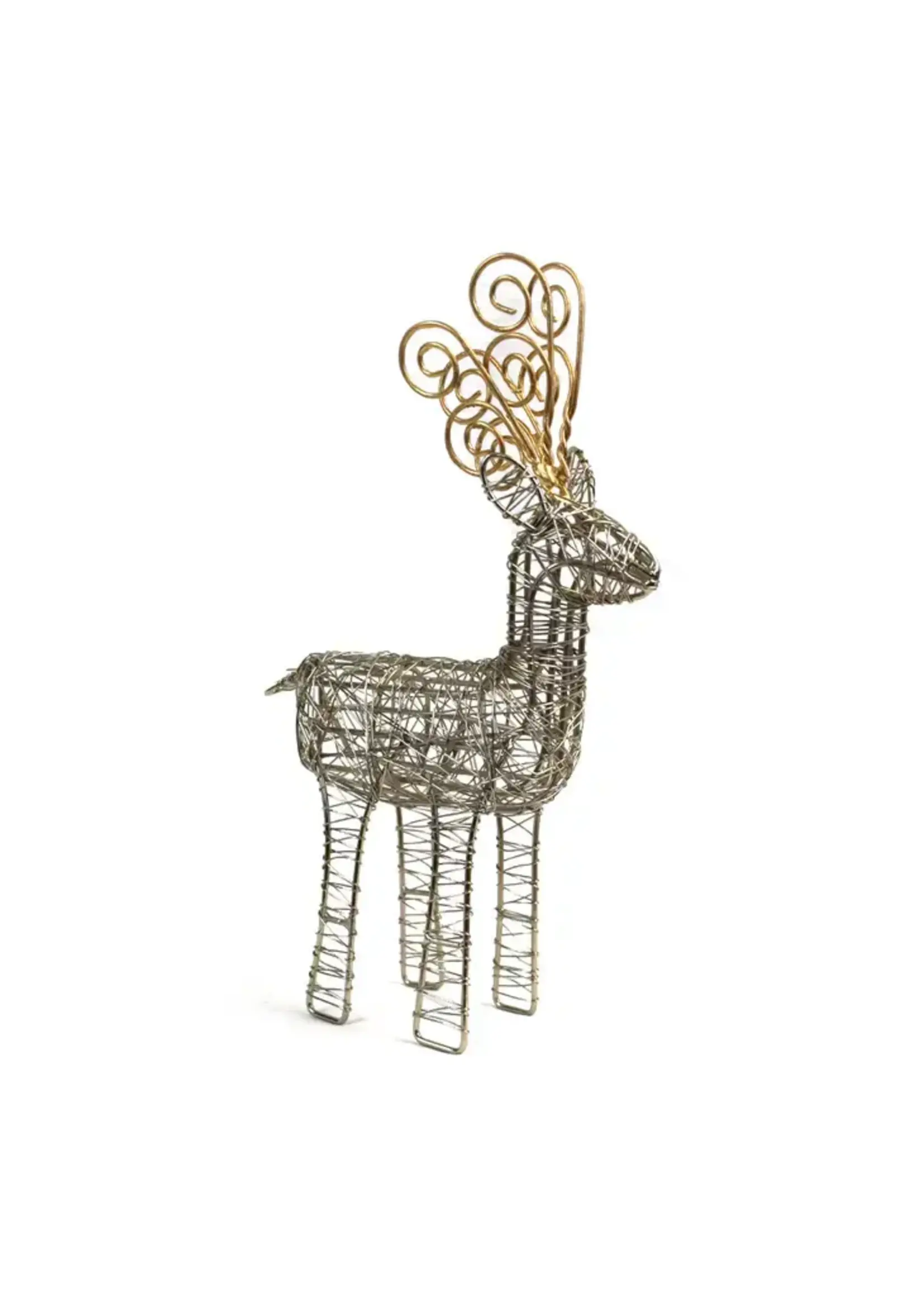 Mira Fair Trade Gold Antler Wrapped Wire Reindeer
