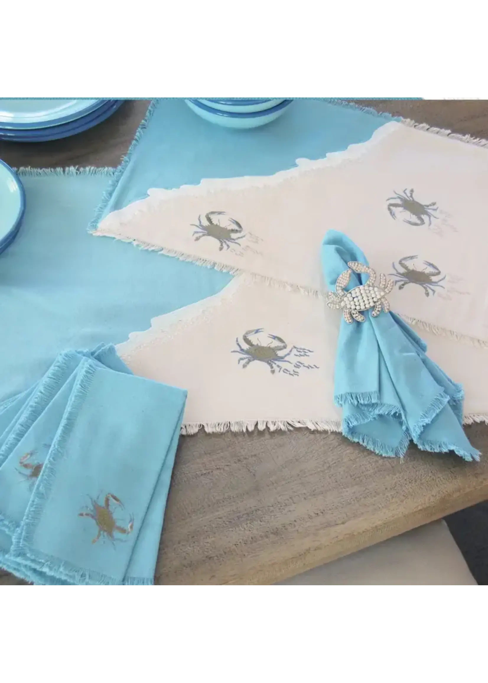 Rightside Designs Embroidered Baby Crab and Beach Waves Table Runner