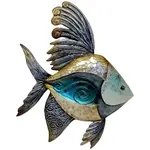 Bamboo Source Tropical Decor Capiz Shell & Metal Angelfish Wall Art