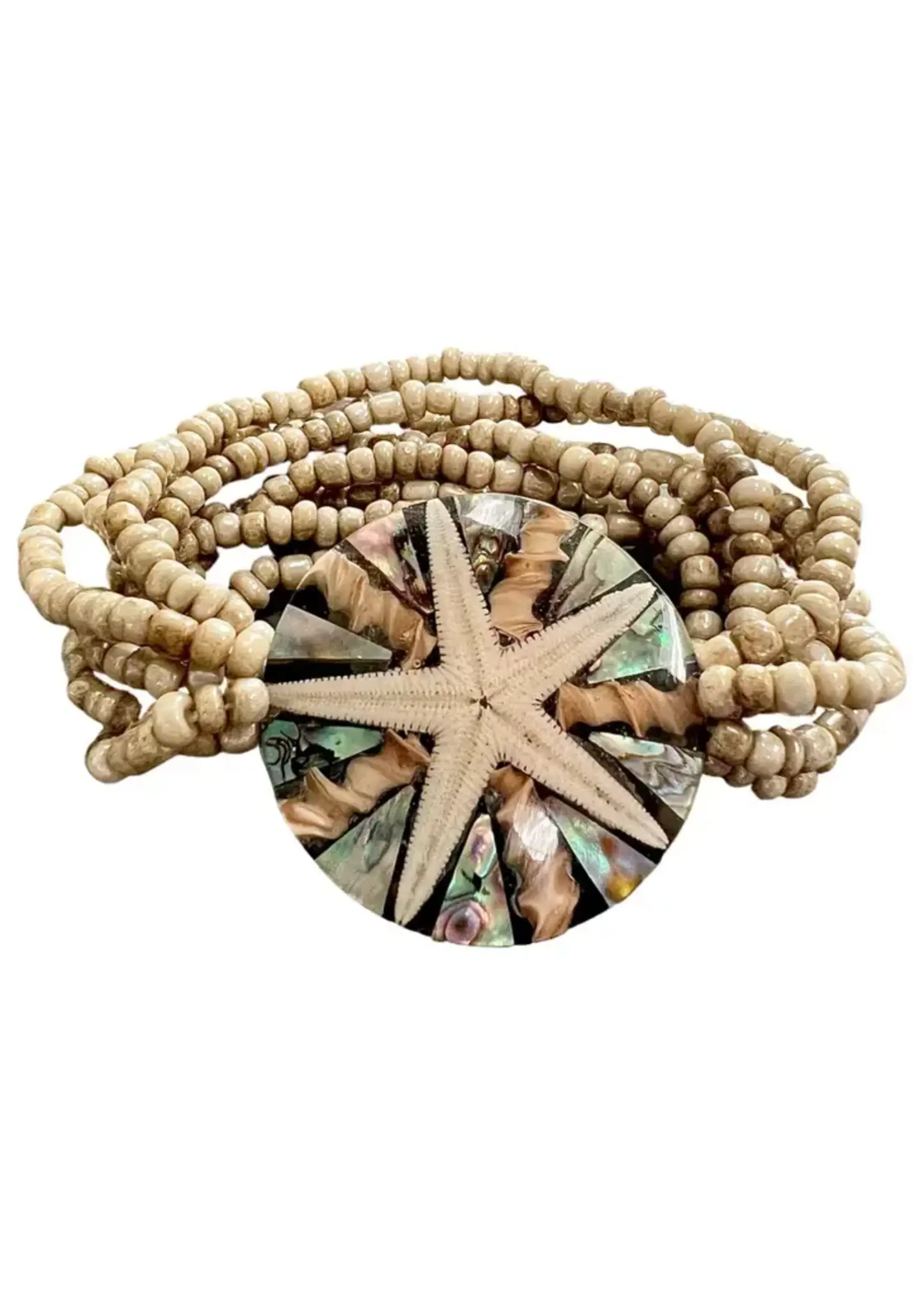 Bamboo Source Tropical Decor Starfish & Abalone Stretch Bracelet