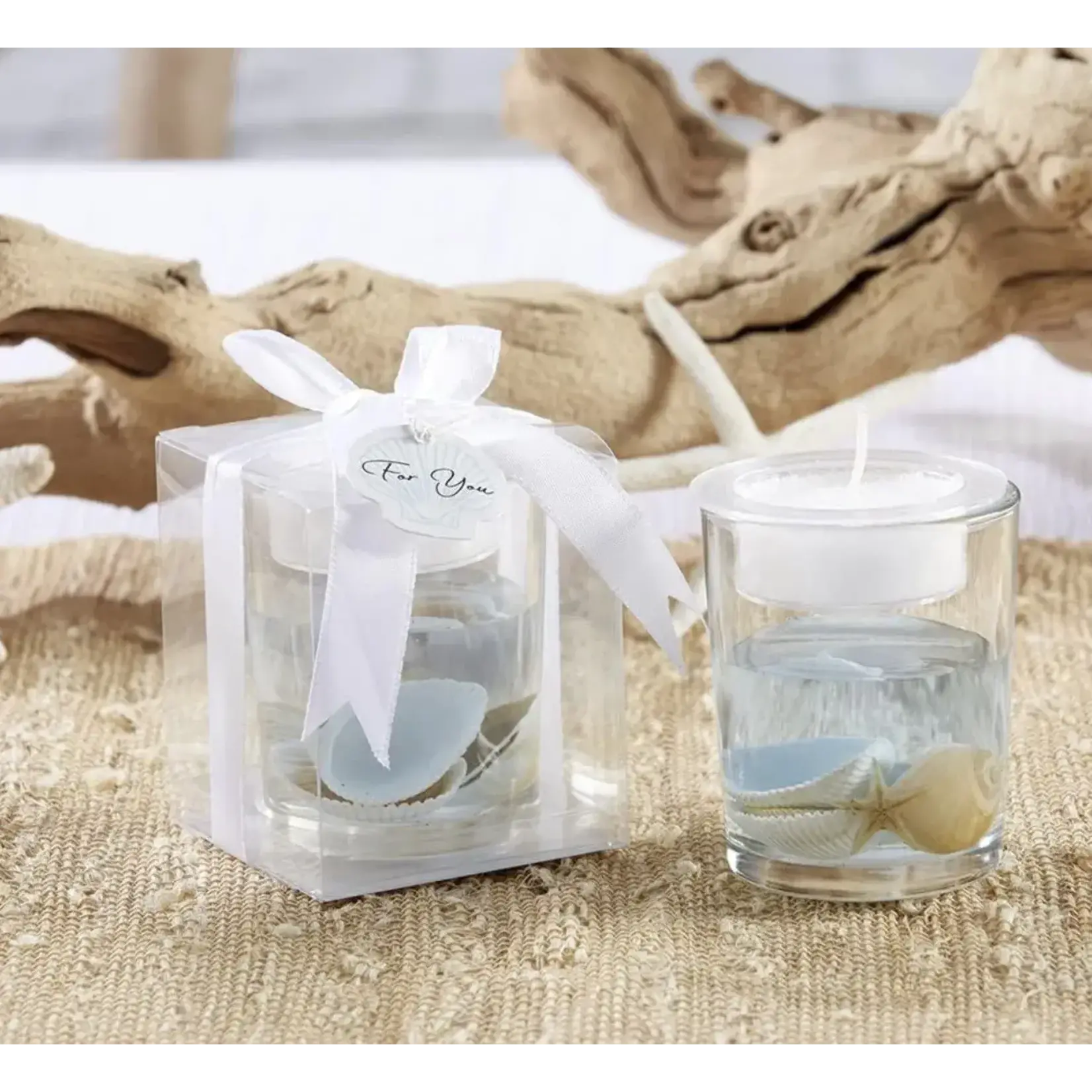 Kate Aspen Seashell Gel Tea Light Holder w/Palm Wax