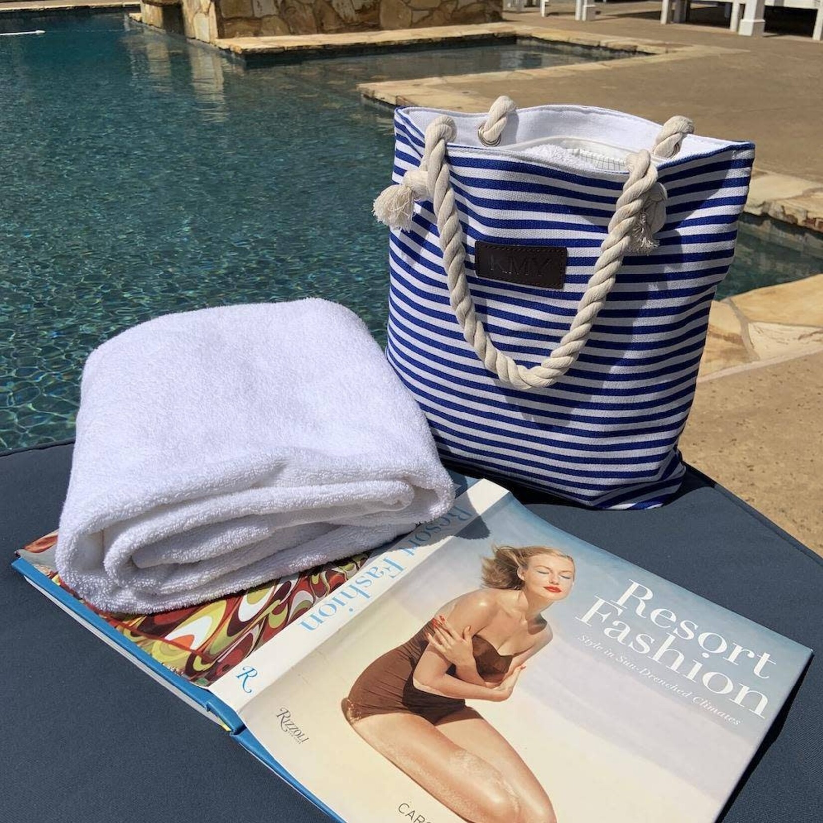 Threaded Pear Striped Canvas Tote Bag