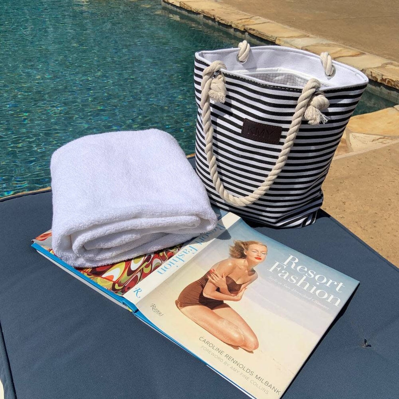 Threaded Pear Striped Canvas Tote Bag