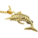 Blackjack Mens Jewelry Gold Stainless Steel Sword Fish Necklace