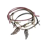 O Yeah Gifts Wing Bracelets, Pink Beige Brown Strings