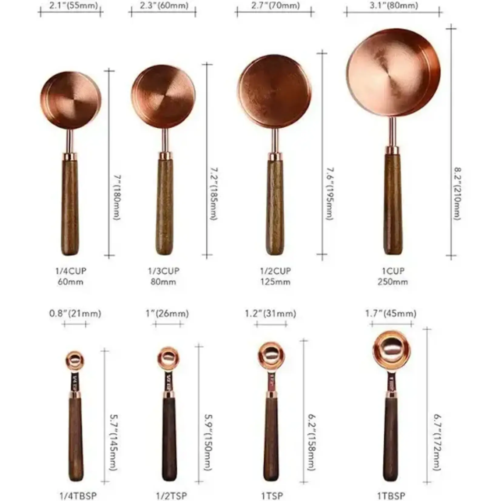 Measuring Cups & Spoons Set - Copper & Walnut