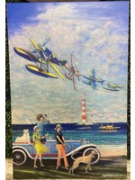 George Wilson Vintage Floatplane Race Original Canvas Painting  24x36