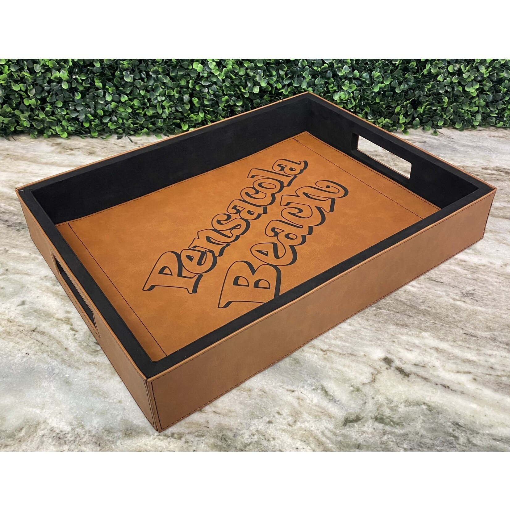 Prim In Proper Leatherette Serving Tray 16x12- PB