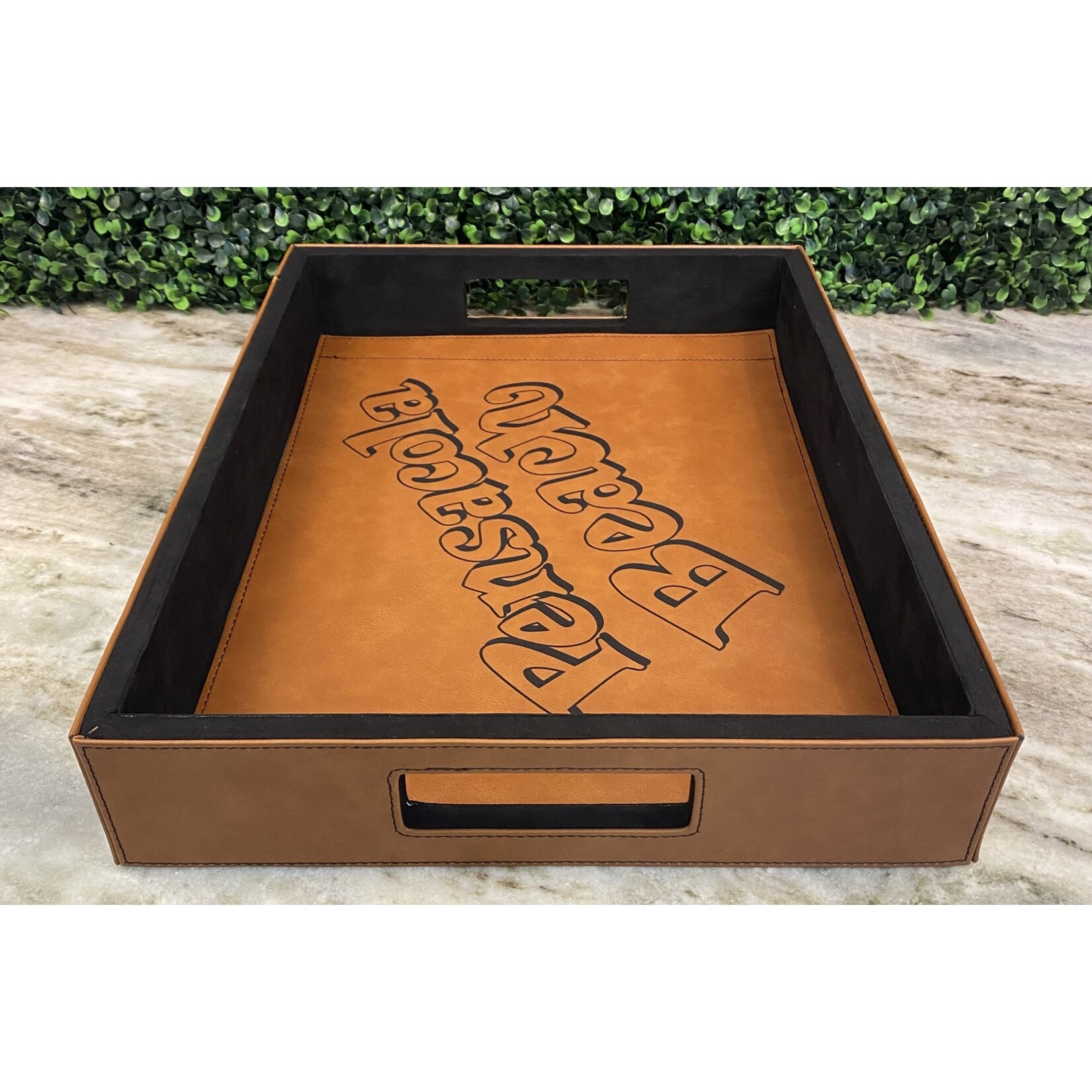 Prim In Proper Leatherette Serving Tray 16x12- PB