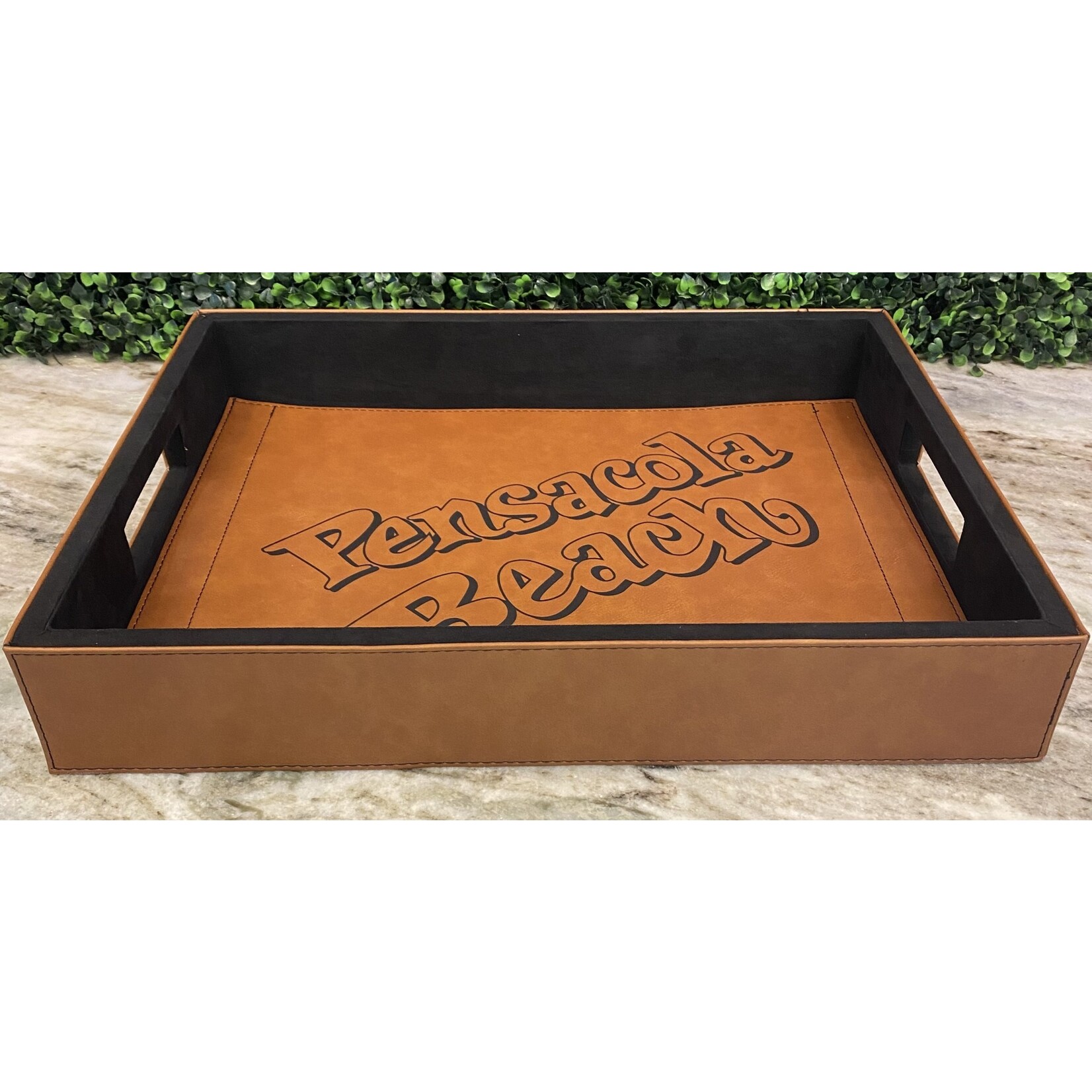 Prim In Proper Leatherette Serving Tray 16x12- PB