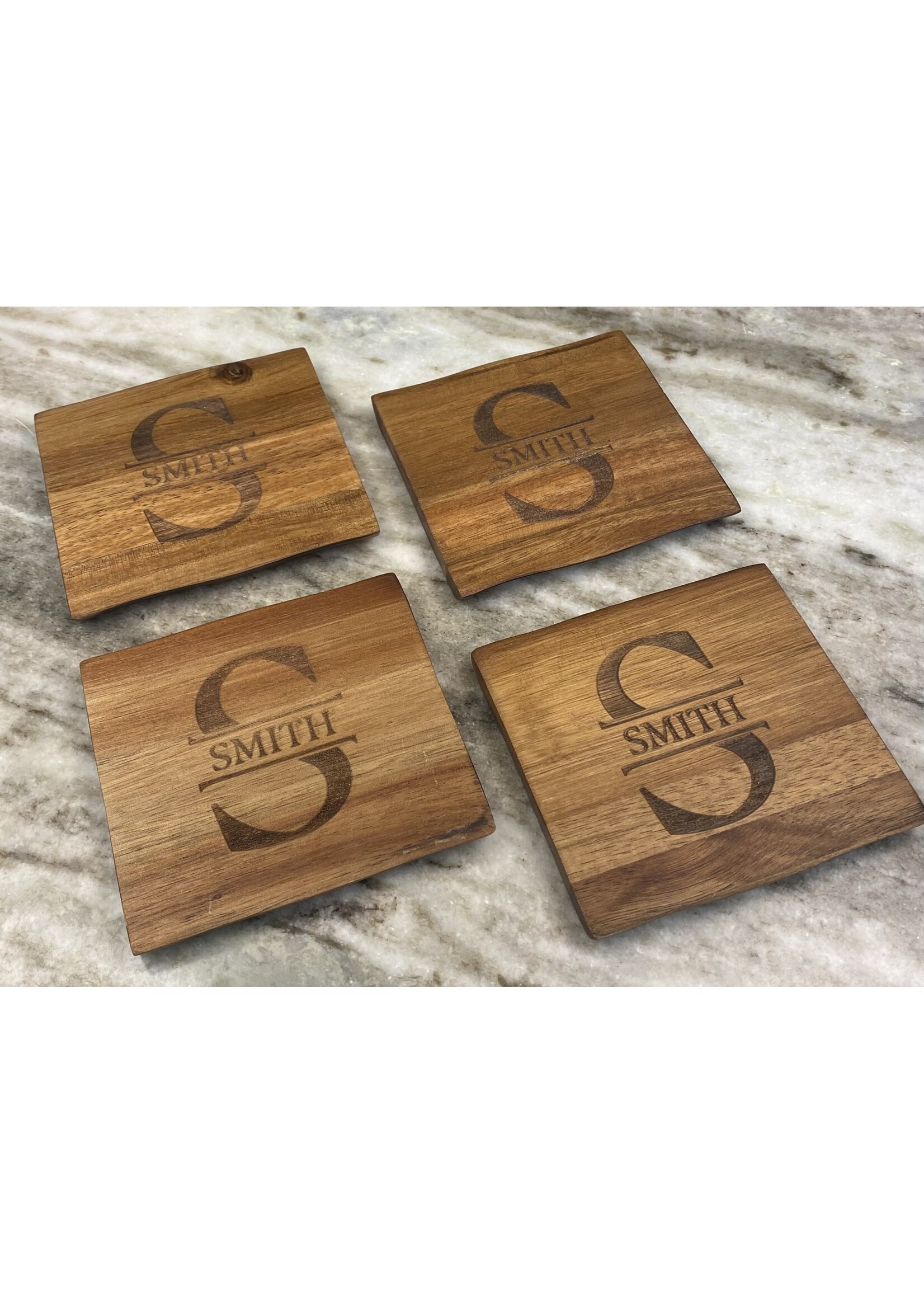 Prim In Proper Wood Coaster 4" Square Personalized Set of 4