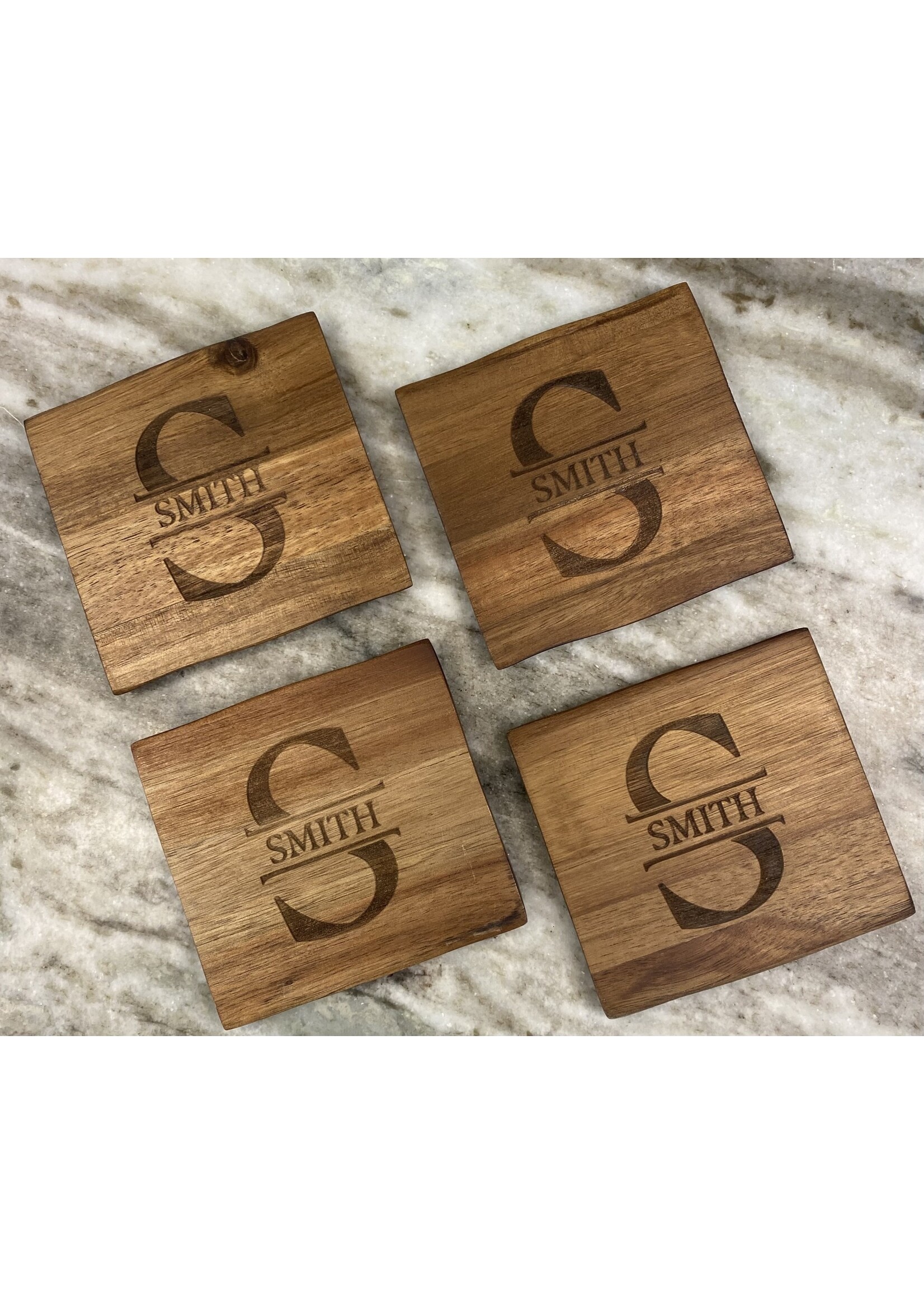 Prim In Proper Wood Coaster 4" Square Personalized Set of 4