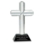 Prim In Proper Crystal Award Cross on Black Base 8.5"