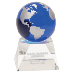Prim In Proper Blue Crystal Globe on Clear Crystal Base -5"