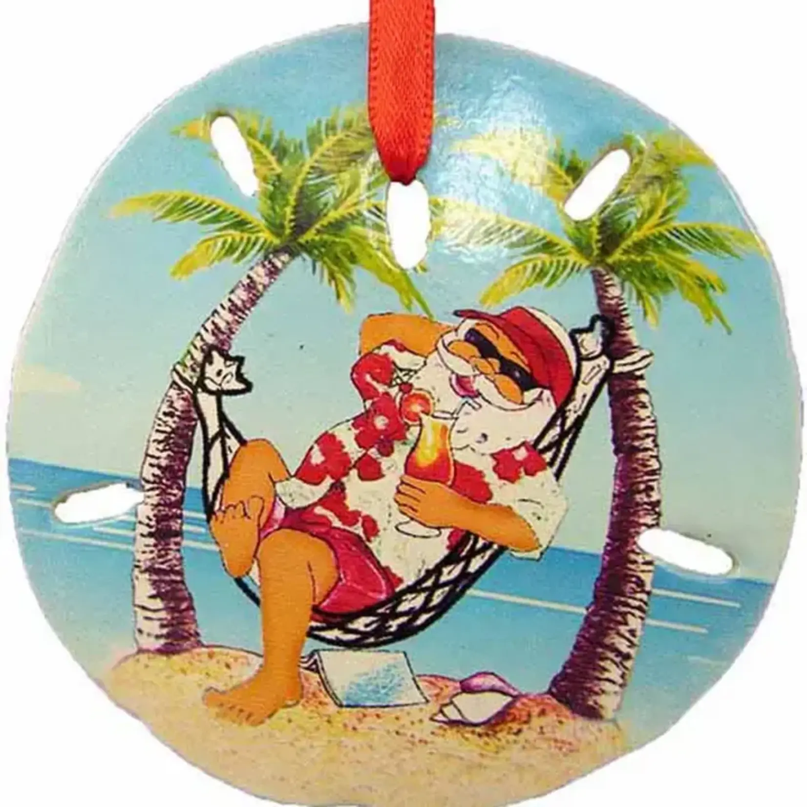 Sea Creations Santa Sand Dollar Hammock 3" Ornament