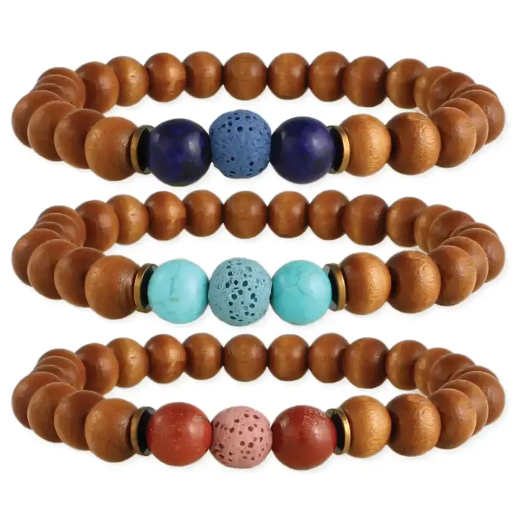 ZAD Wood, Stone & Lava Bead Essential Oil Diffuser Bracelet