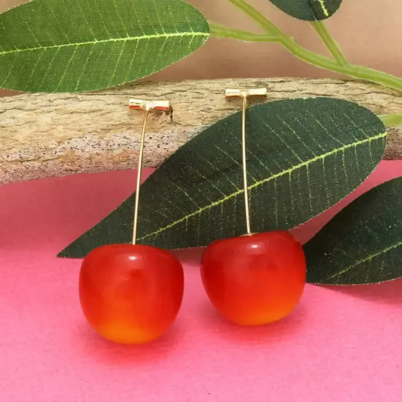 ZAD Resin Cherry Drop Earrings