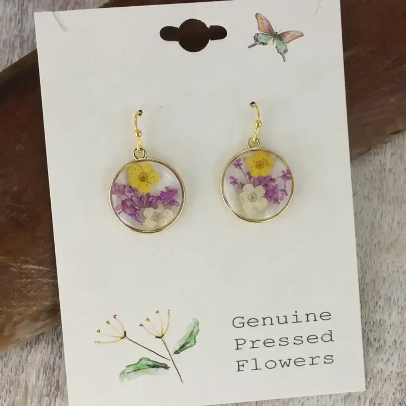 ZAD Cottage Purple Yellow Flower Earrings