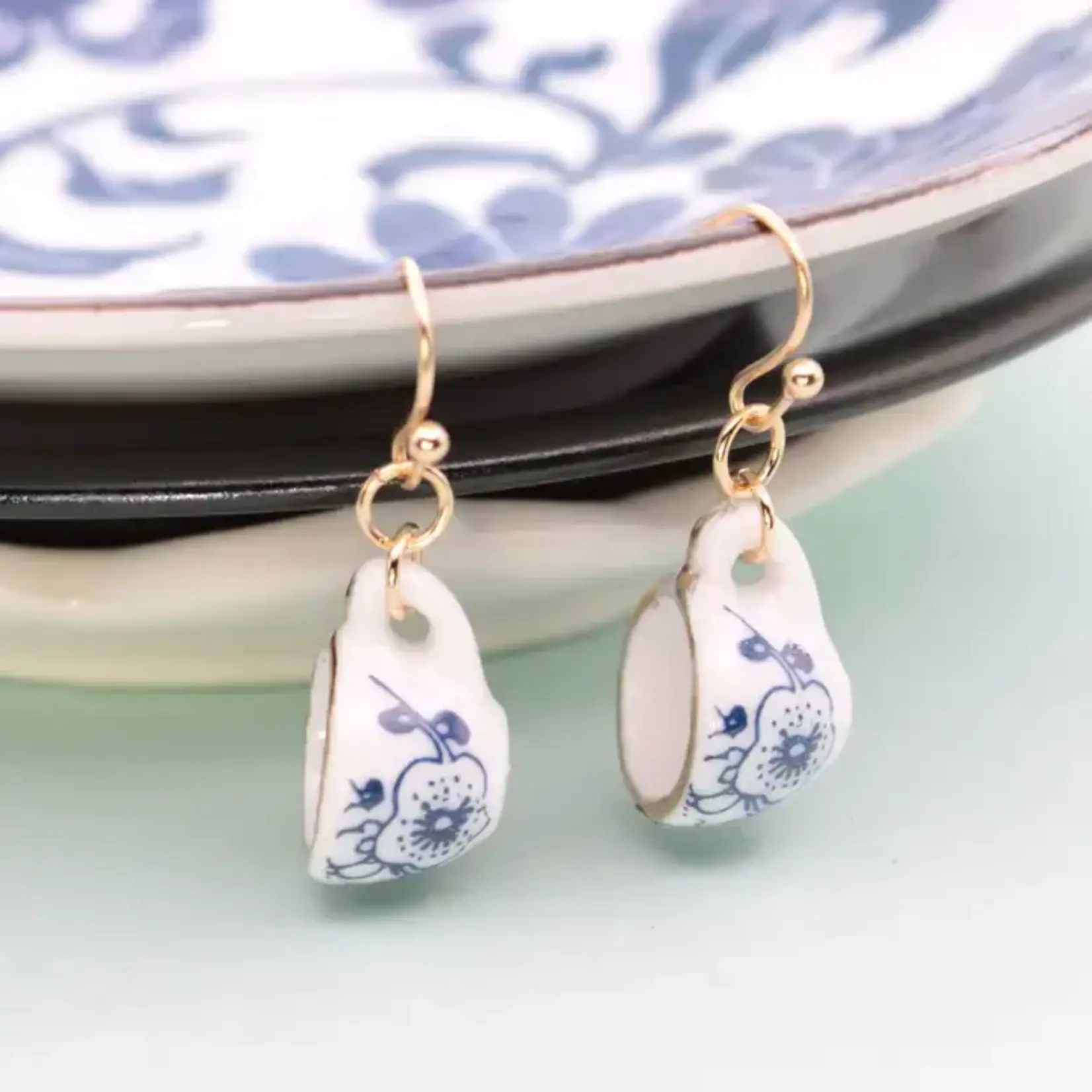 ZAD Vintage Ceramic Tea Cup Earrings