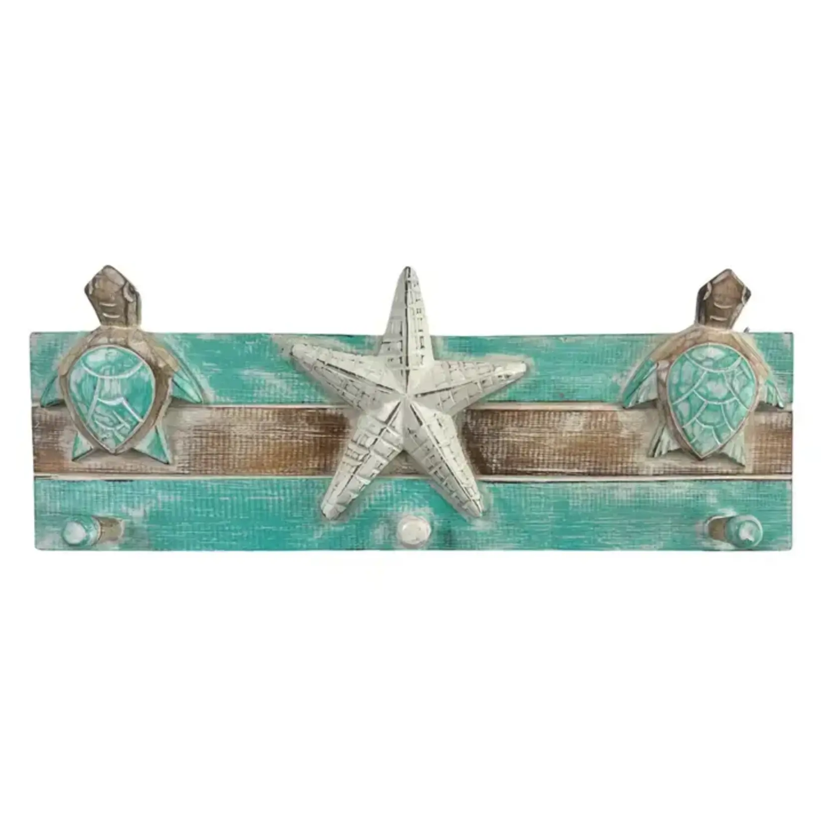 Bamboo Source Tropical Decor Aqua Turtle & Starfish Hanger