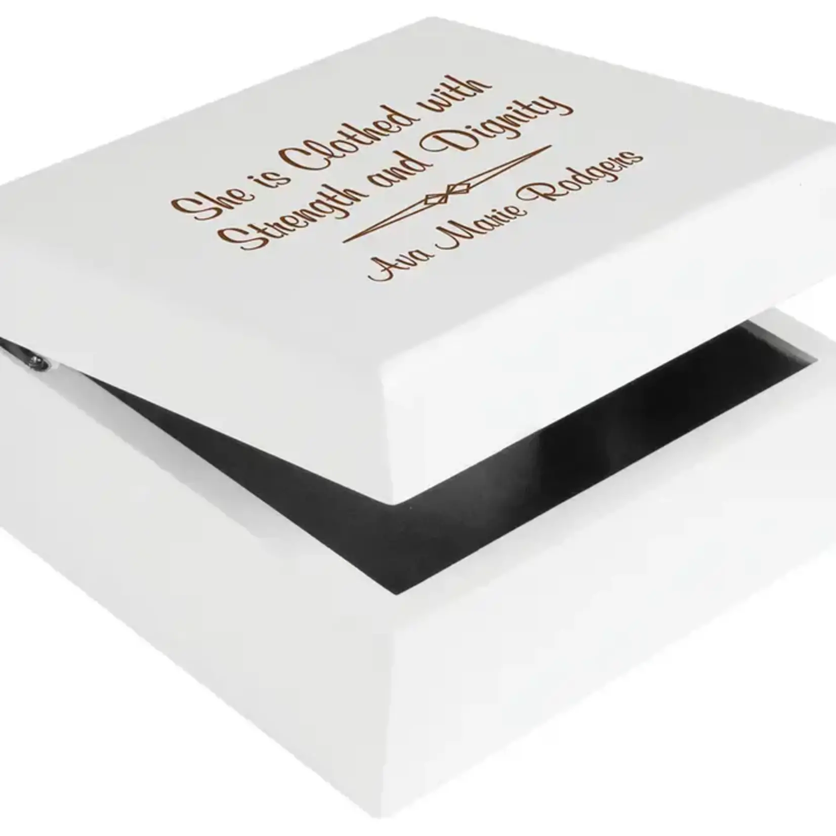 P. Graham Dunn Custom Engraved White Jewelry Box w/Mirror