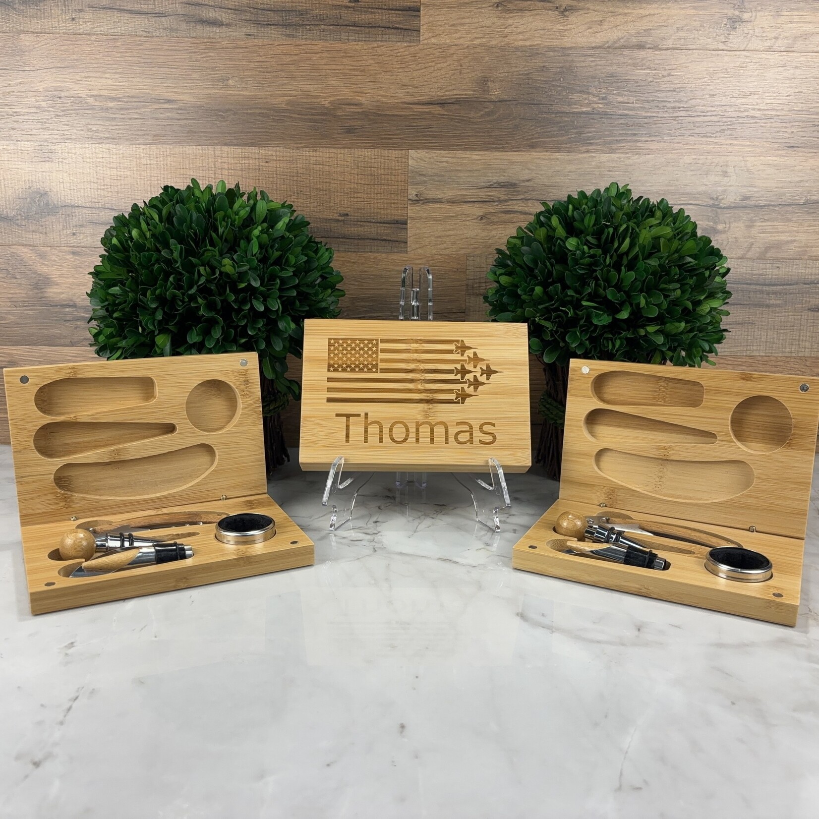 Prim In Proper Custom Engraved Bamboo Wine Opener Tool Set 4 Piece