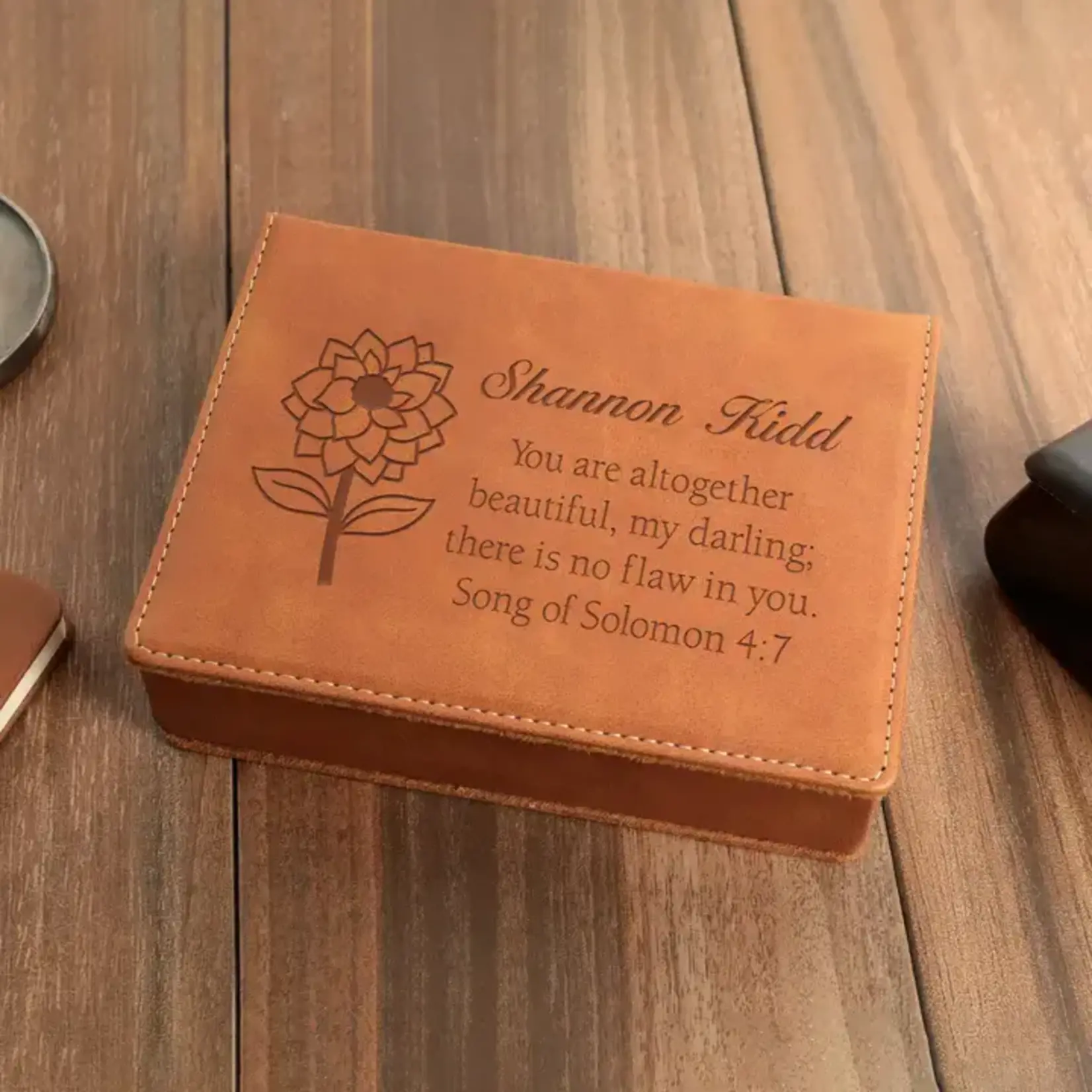P. Graham Dunn Custom Engraved Faux Leather Box w/ Velvet Lining