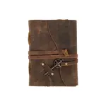 R K Handicrafts and Exporters Vintage Leather Diary Journal w/ Key Craft Pages