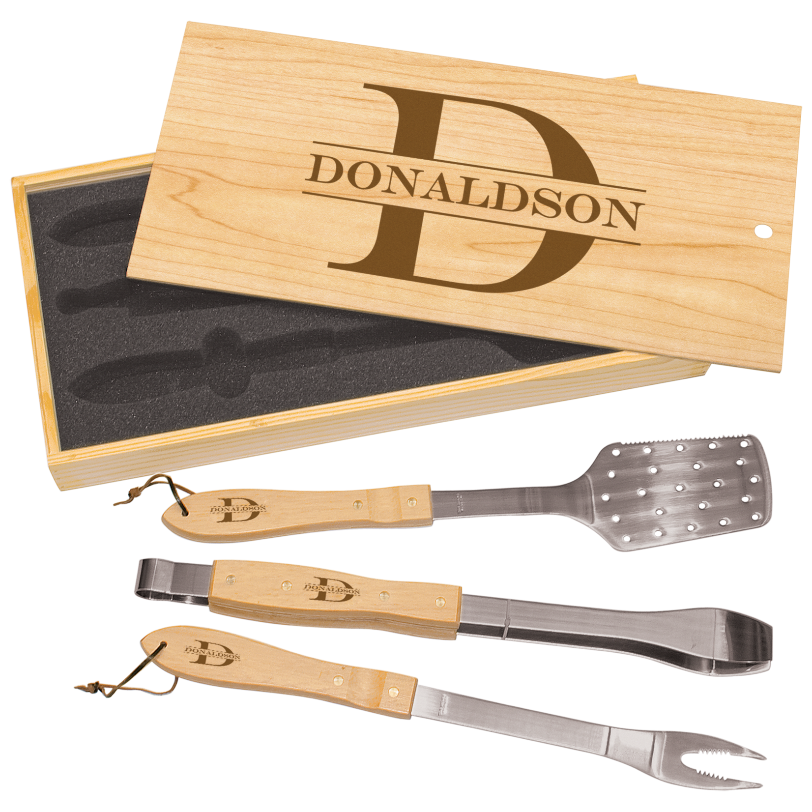Prim In Proper BBQ 3 Piece Oak Tool Set w/Gift Box