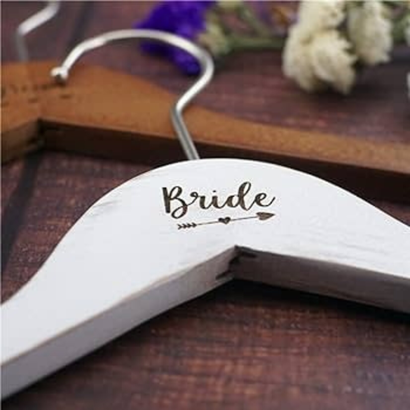 Prim In Proper White “Bride” Wooden Coat Hanger