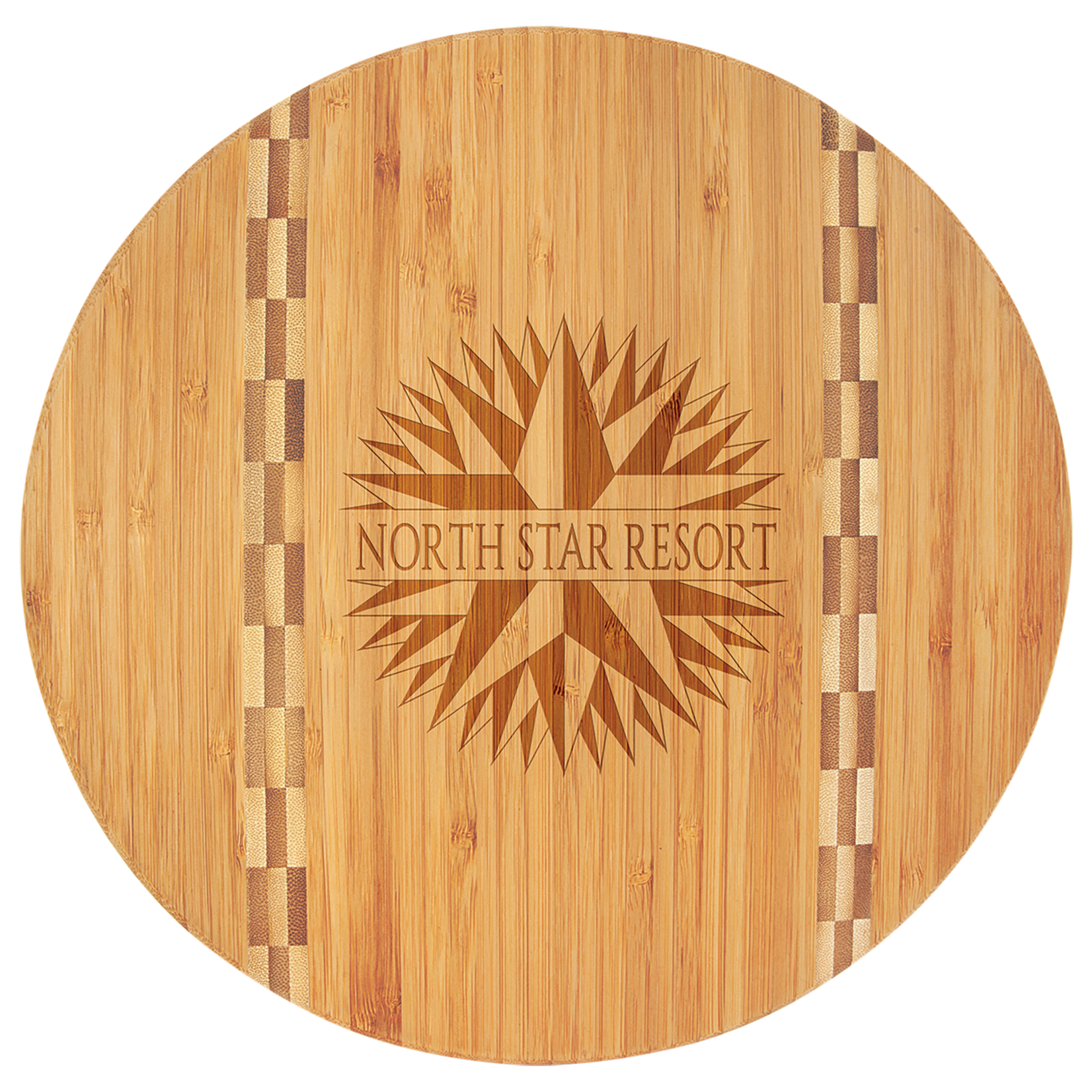 Prim In Proper Custom Engraved Bamboo Round Cutting Board w/Inlay 11.75"